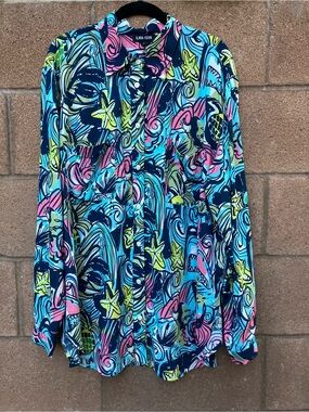 Ilana Kohn Viscose Button Down Shirt in Shark Print